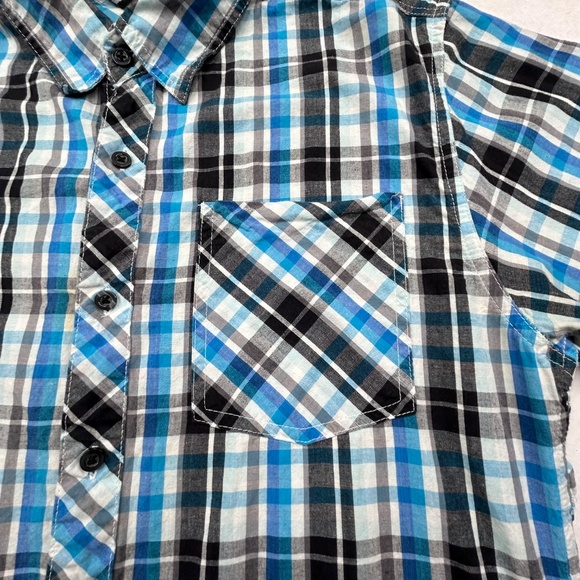 Burnside Men Medium Long Sleeve Button Down Plaid Flannel Shirt - Picture 2 of 14